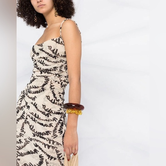 Nanushka Alexa Ruched Midi Scribble Dress size Small - Picture 3 of 10